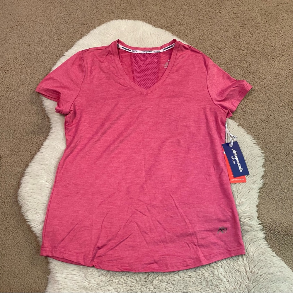 Aeropostale Sport Women's V-neck Sweat Wicking Althetic Tee